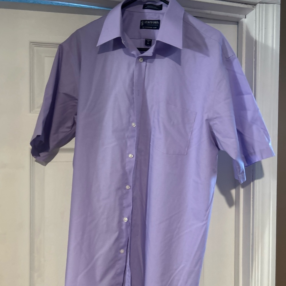Stafford Men's Lavender Casual Button Down Shirt